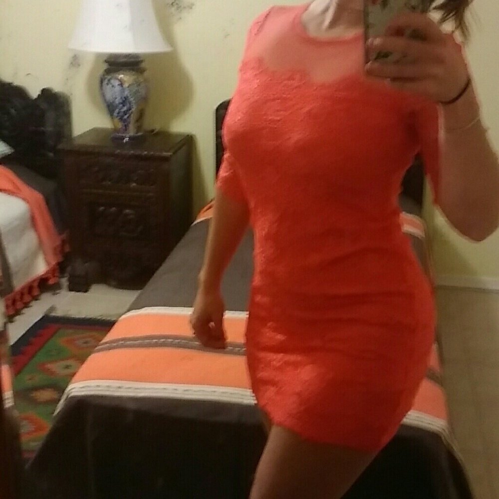 BCBG bright coral mini dress